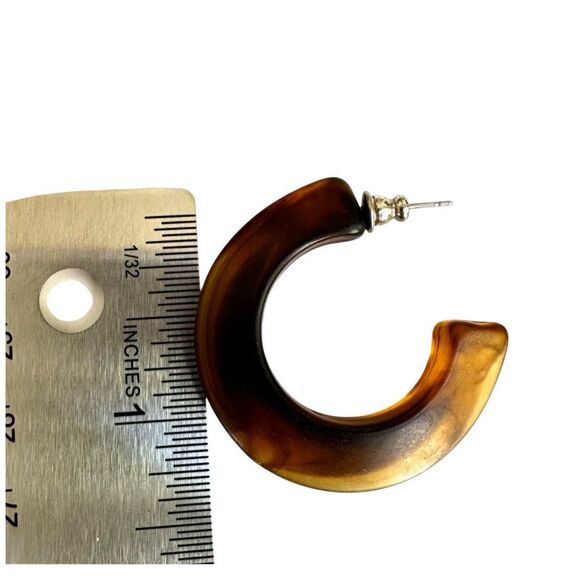 Vintage brown hoop earrings - Picture 5 of 6